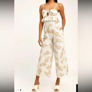 NWT Billabong Sincerely Jules Twist Flirt Palm Print Jumpsuit  - SIZE X-SMALL
